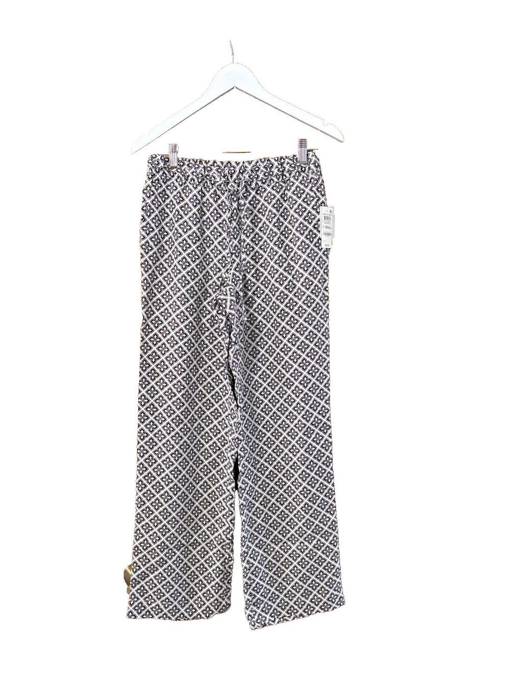 Charter Club Luxury Linen Pant Geometric Print NWT High Rise Size XS pull on
